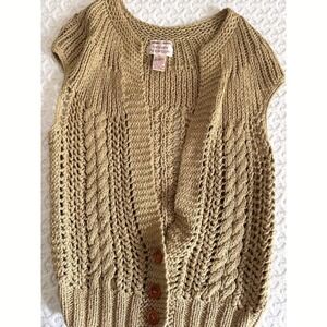 Vintage 80's Silk Blend Open Knit Sleeveless Grandmacore Cardigan Size Large